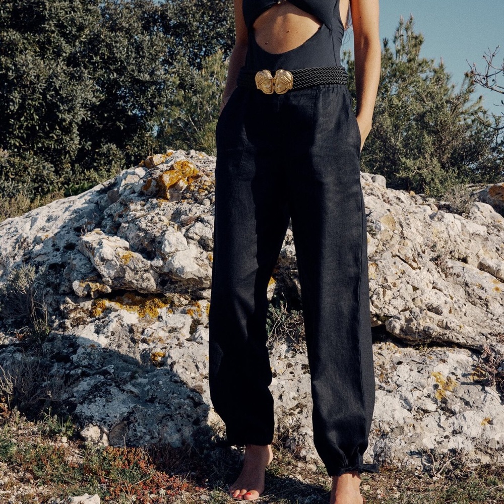 NWT Ankle Tie Linen Pants